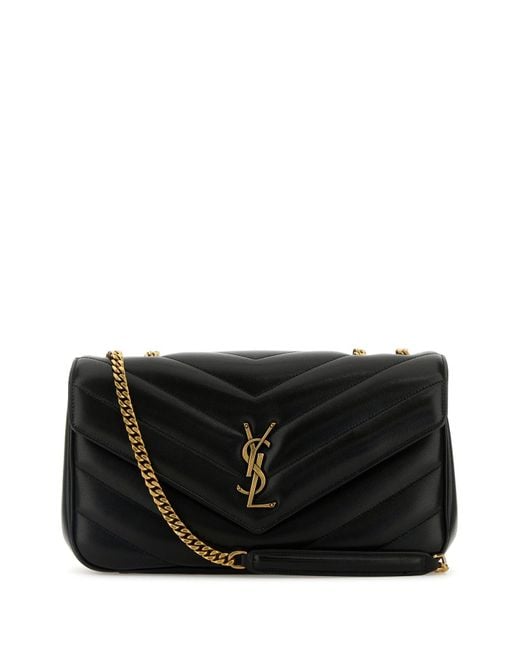 Borsa a spalla LouLou media in pelle nera di Saint Laurent in Black