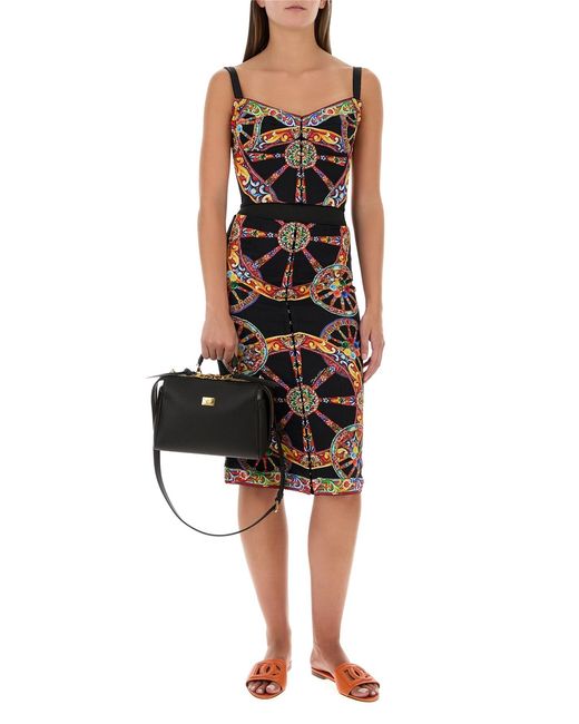 Dolce & Gabbana Blue Dolce & Gabbana Printed Charmeuse Top
