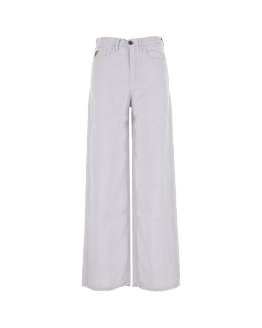 Pantalone dalla gamba ampia in lino lilla di Lois in White