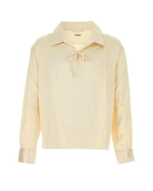 Bode Natural Cream Satin Maze Blouse for men