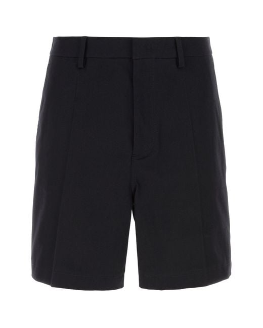 Valentino Garavani Black Midnight Blue Stretch Cotton Bermuda Shorts for men
