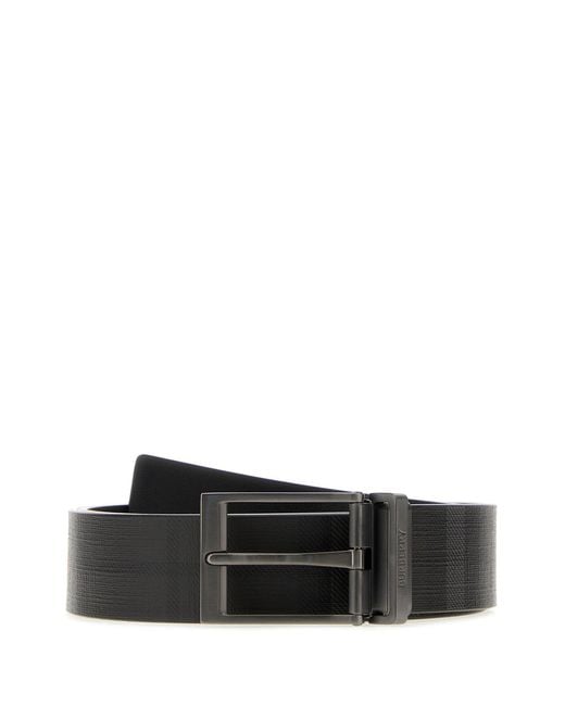 Burberry Black Printed Canvas Reversible Check Belt for men