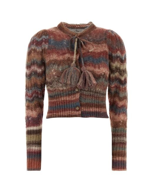 Vivienne Westwood Brown Multicolor Mohair Blend Flora Cardigan