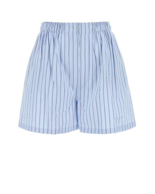 Shorts in popeline ricamato di Prada in Blue