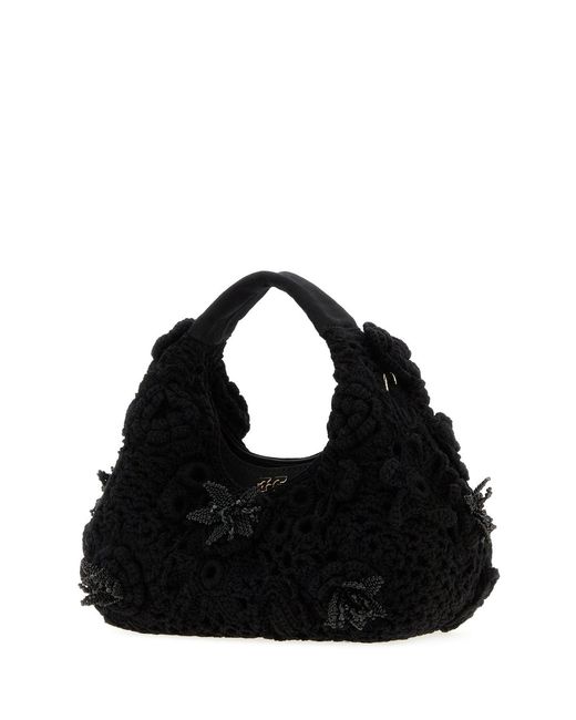 Ganni Black Crochet Handbag