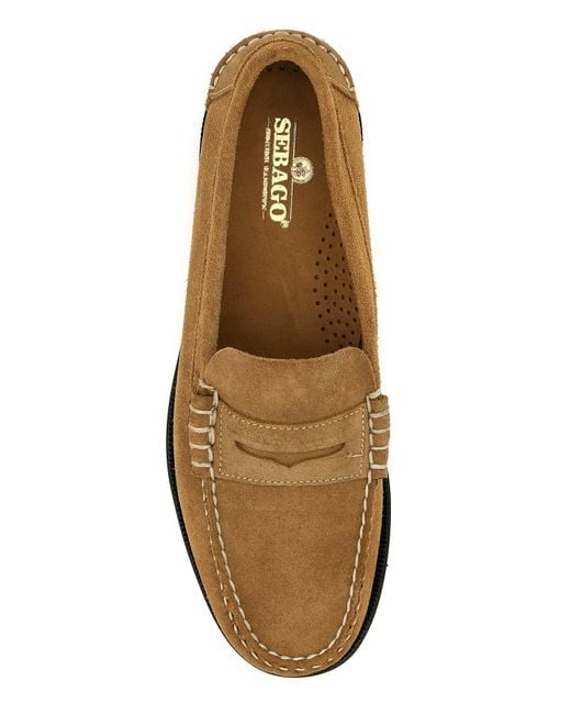 Mocassini Dan Flesh Out in pelle scamosciata cammello di Sebago in Brown da Uomo