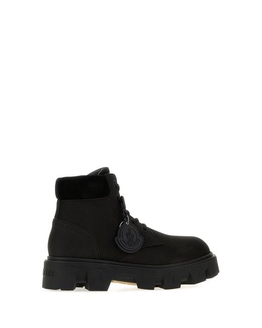 Moncler Black Suede Peak City Ankle Boots for men