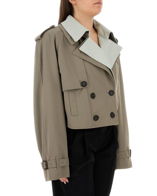 The Attico Green Dove Grey Gabardine Trench Coat