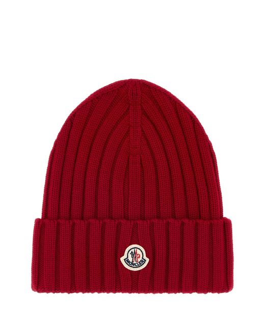 Moncler Red Wool Beanie Hat