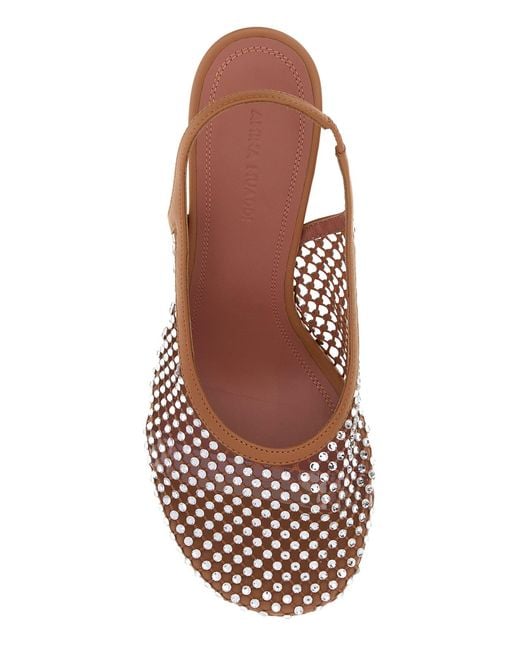 AMINA MUADDI Pink Embellished Mesh Dolly Pumps
