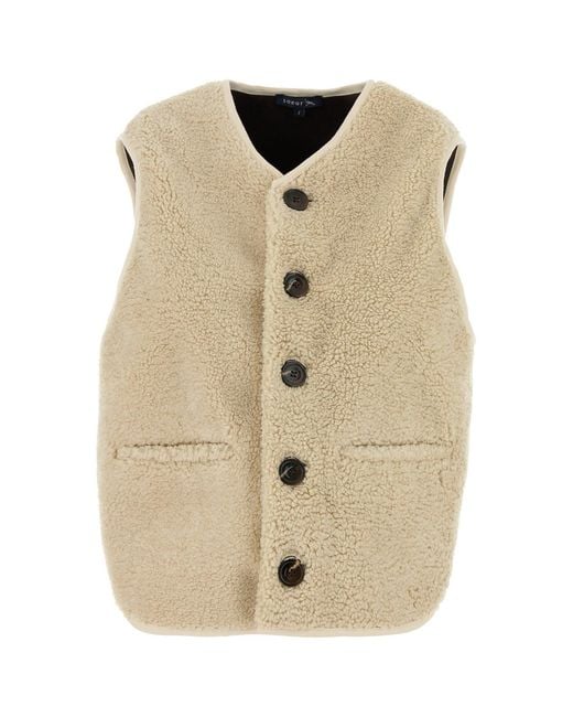 Soeur Natural Sand Teddy Fabric Fusil Vest