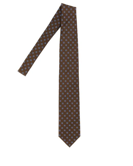 Brioni Brown Embroidered Silk Tie for men