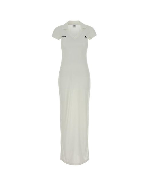 Courreges White Polyester Polo Dress