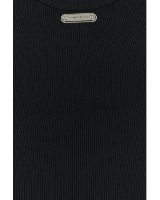 McQueen Black Stretch Cotton Tank Top