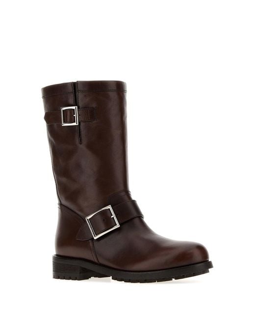 Jimmy Choo Brown Chocolate Leather Biker Boots