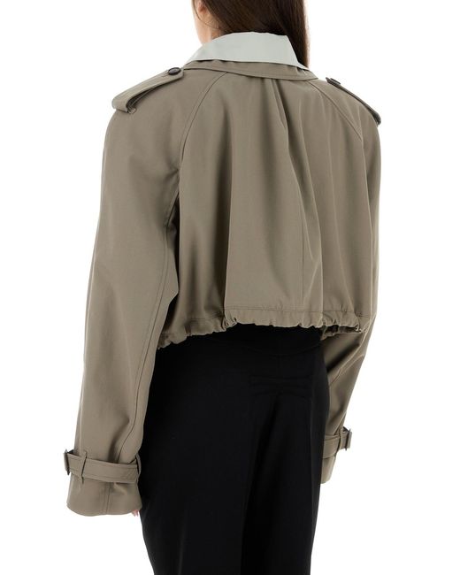 The Attico Green Dove Grey Gabardine Trench Coat