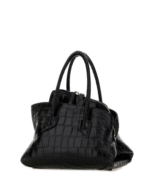 The Attico Black Leather Mini La Passeggiata Handbag