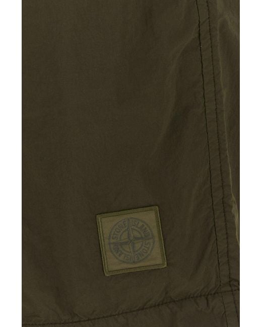 Stone Island Olive Green Nylon Bermuda Shorts for men