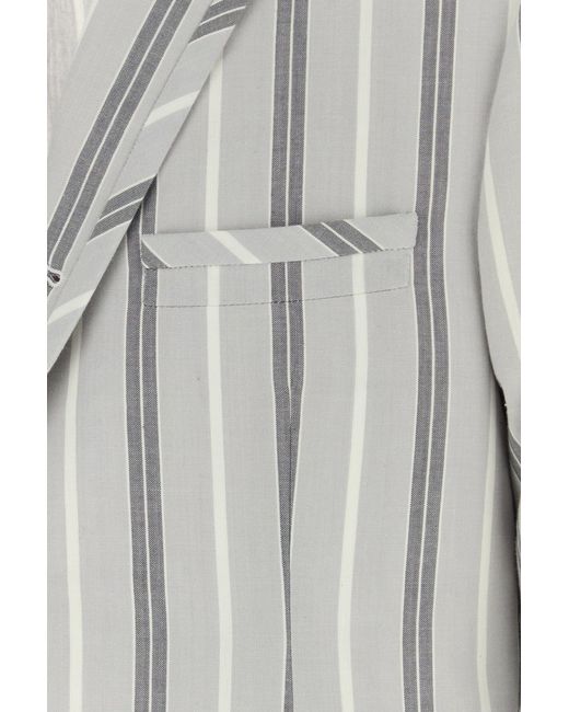 Thom Browne Gray Embroidered Cotton Blazer for men