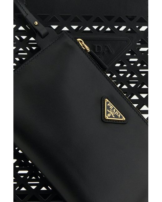 Borsa shopping in pelle nera di Prada in Black