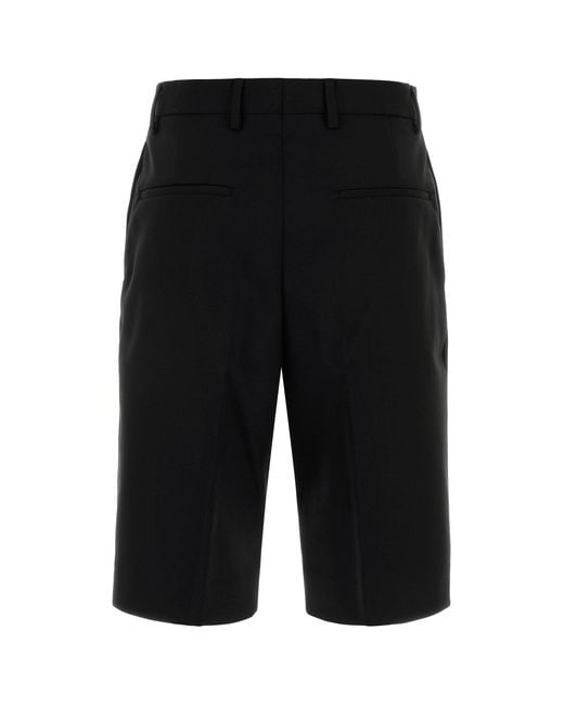 Dries Van Noten Black Stretch Gabardine Pilar Bermuda Shorts