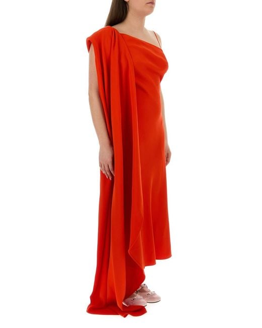 Balenciaga Red Coral Crepe Long Dress