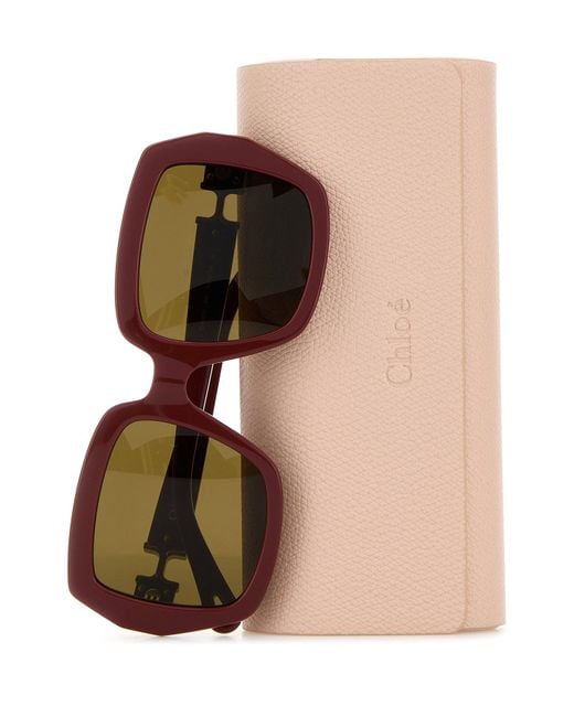Chloé Brown Burgundy Acetate Sunglasses