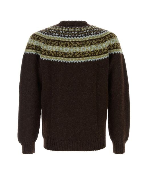 Harley Of Scotland Green Brown Wool Sweater for men