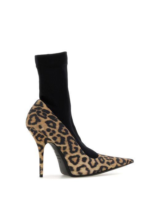 Balenciaga Black Printed Suede Avenue Sock Pumps