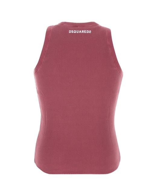 DSquared² Dark Pink Cotton Tank Top for men