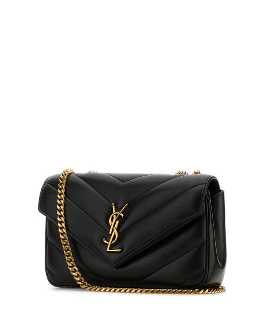 Borsa a spalla LouLou piccola in pelle nera di Saint Laurent in Black