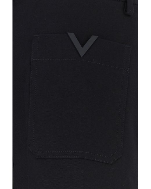Valentino Garavani Black Midnight Blue Stretch Cotton Bermuda Shorts for men