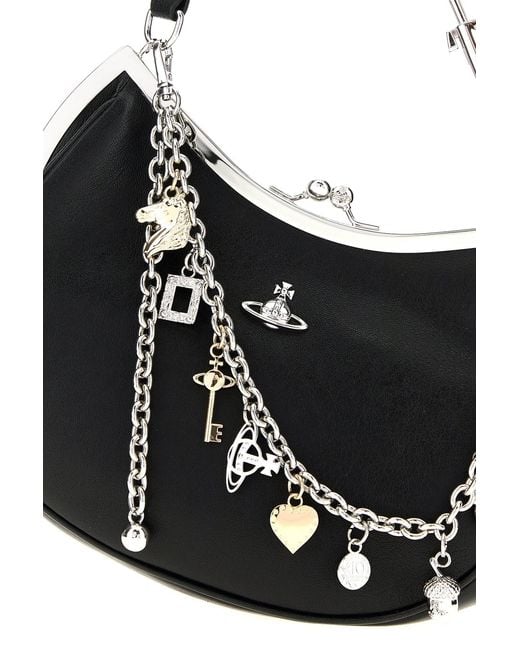Vivienne Westwood Black Leather Charm Frame Purse Shoulder Bag