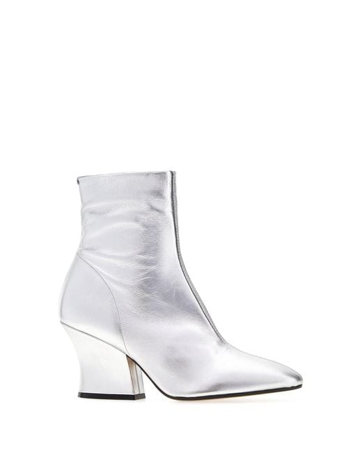 Jil Sander White Leather Lune Ankle Boots