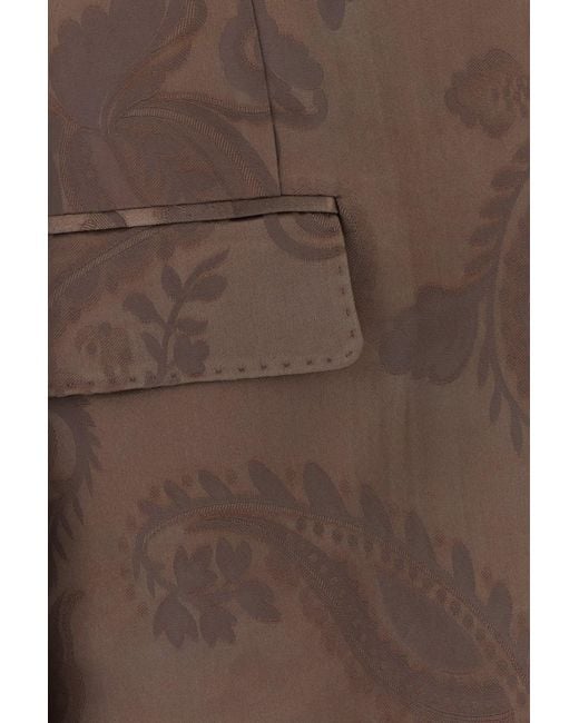 Etro Brown Embroidered Jacquard Blazer