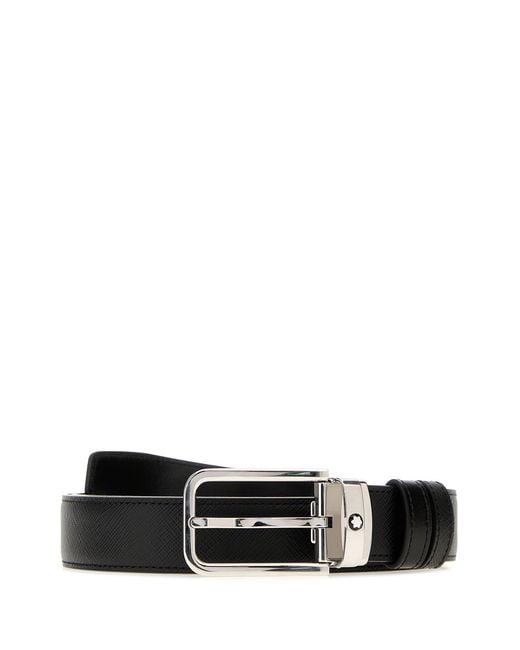 Montblanc Black Leather Reversible Belt for men