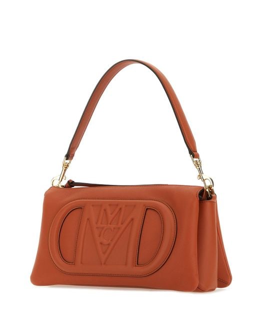 Borsa a spalla Mode Travia piccola in pelle mattone di MCM in Brown