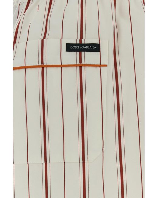 Dolce & Gabbana White Embroidered Poplin Wide-leg Pant