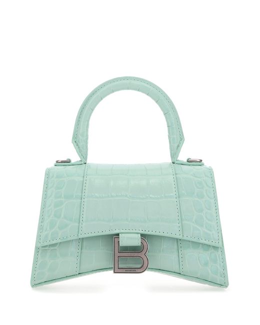 Balenciaga Pastel Light-blue Leather Xs Hourglass Ha in Green | Lyst