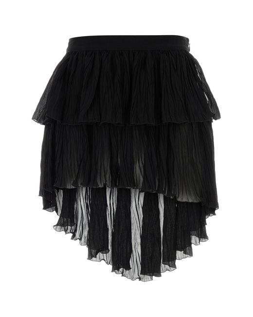 Blumarine Black Ruffle Pleated Mini Skirt