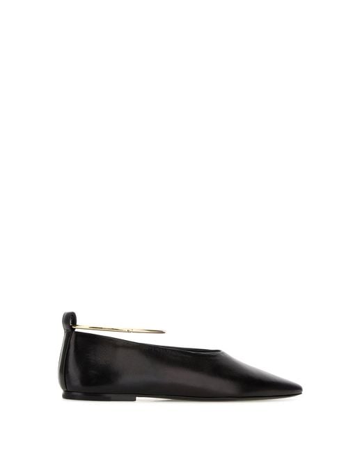 Jil Sander Black Leather Ballerinas