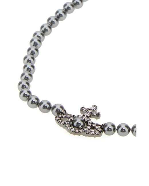 Vivienne Westwood Multicolor Dark Grey Pearls Olympia Necklace