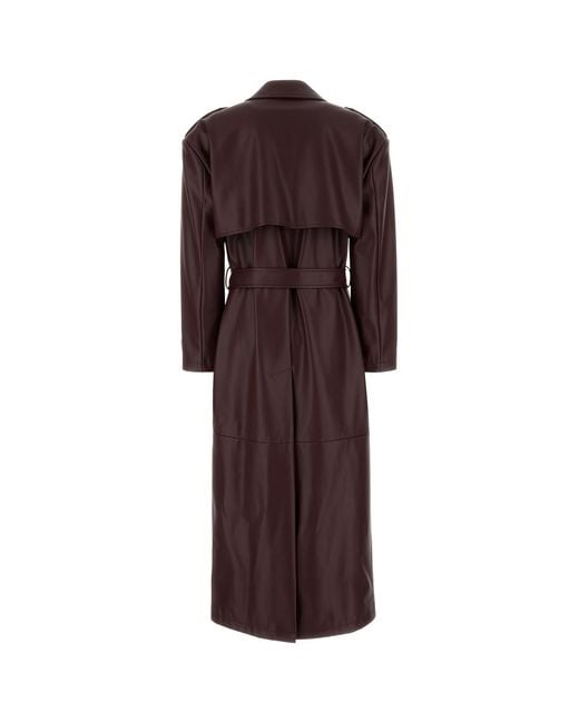 LE SULLY STUDIO Purple Burgundy Synthetic Leather Trench Coat