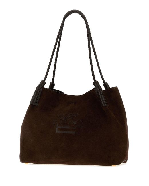 Etro Sark Brown Suede Medium Libra Shopping Bag
