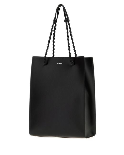 Jil Sander Black Leather Tangle Shopping Bag for men
