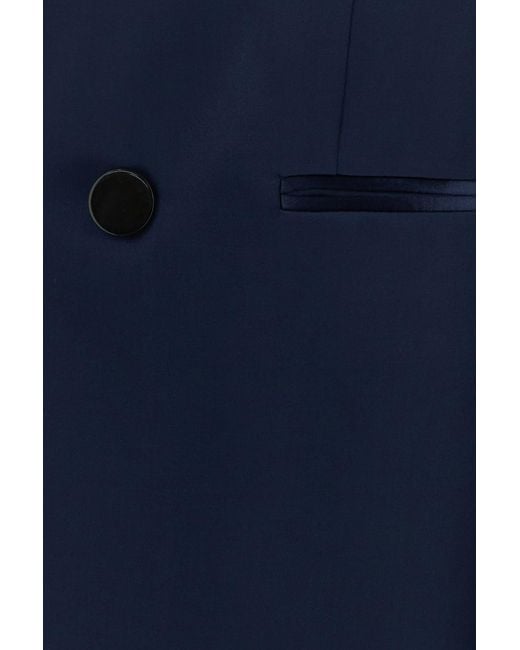 Alberta Ferretti Navy Blue Satin Blazer