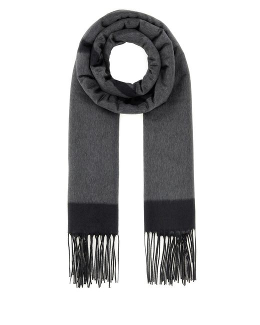 Sciarpa in seta grigio scuro di Saint Laurent in Black