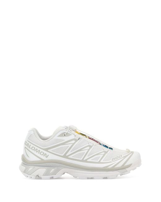 Salomon White Fabric And Rubber Xt-6 Sneakers