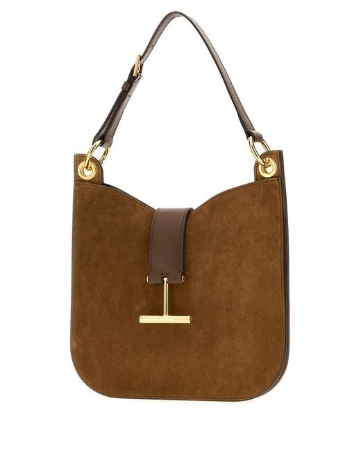Tom Ford Brown Camel Suede Shoulder Bag