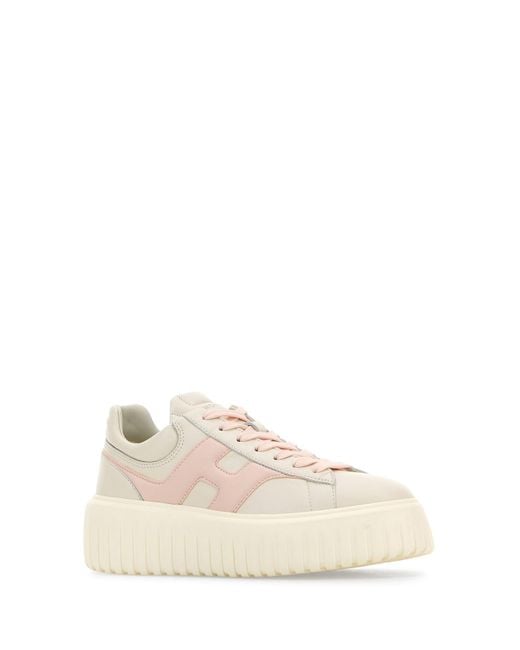 Sneakers H-Stripes in nappa bicolor di Hogan in Natural